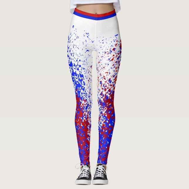 Legging Caneleiras BRANCAS e AZUIS VERMELHAS (Frente)