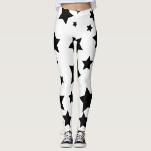 Legging caneleiras brancas e pretas das estrelas