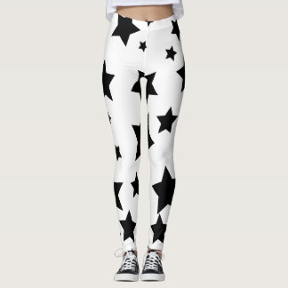 Legging caneleiras brancas e pretas das estrelas