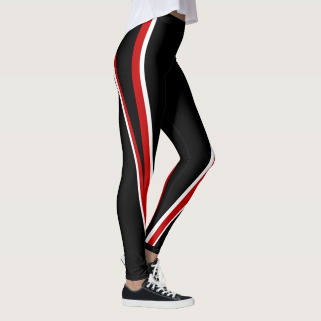 Legging Caneleiras brancas pretas vermelhas (Direita)