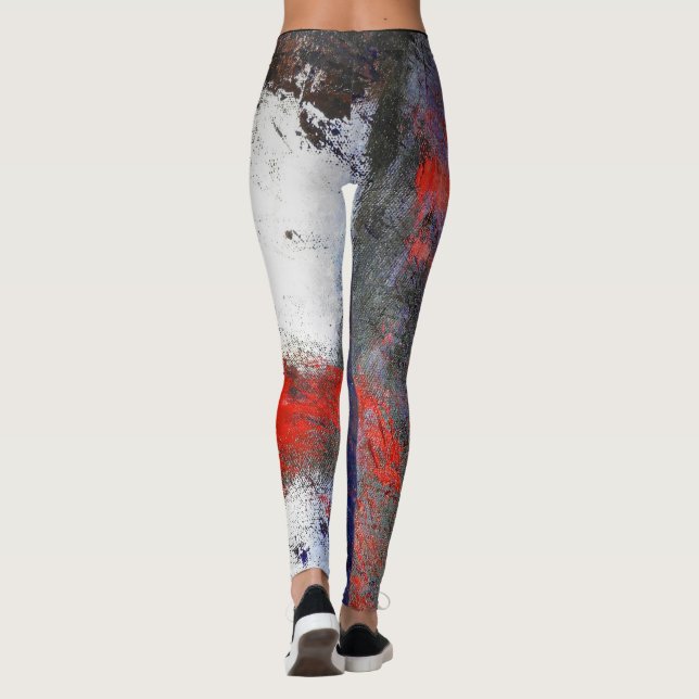 Legging Caneleiras brancas vermelhas do ll do abstrato do (Verso)