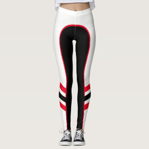 Legging Caneleiras brancas/vermelhas/do preto banda