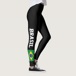 Legging Caneleiras brasileiras da bandeira para o gym da
