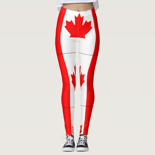Legging Caneleiras canadenses da bandeira (Frente)