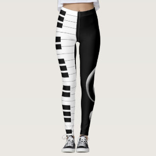 Legging Caneleiras chaves do Clef de triplo do piano