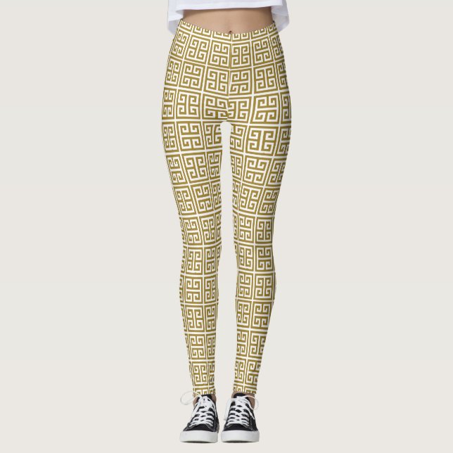 Legging Caneleiras chaves gregas Dourados (Frente)