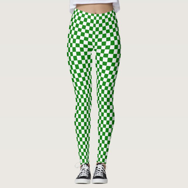 Legging Caneleiras Checkered verdes e brancas (Frente)