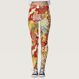Legging Caneleiras chinesas do impressão floral