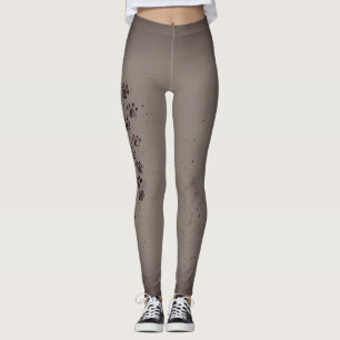 Legging Caneleiras cinzentas do impressão da pata de Ombr
