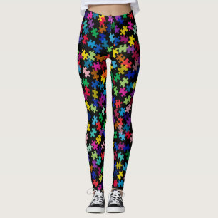 Legging Caneleiras coloridas da parte do quebra-cabeça da