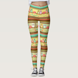 Legging Caneleiras coloridas das corujas do amor