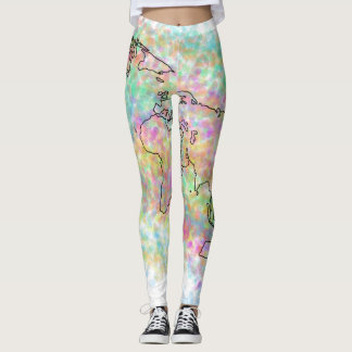 Legging Caneleiras coloridas do mapa do mundo