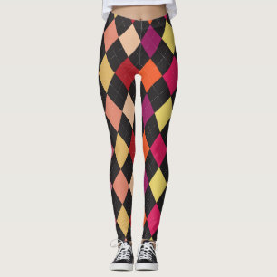 Legging Caneleiras coloridas do teste padrão de Argyle do