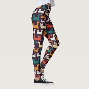 Legging Caneleiras coloridas do teste padrão dos gatos
