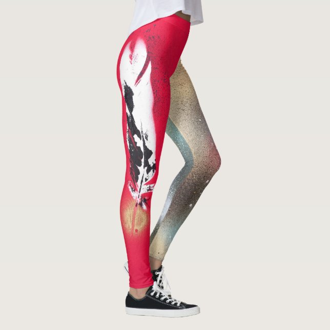 Legging Caneleiras com impressões da pena do vermelho e do (Direita)