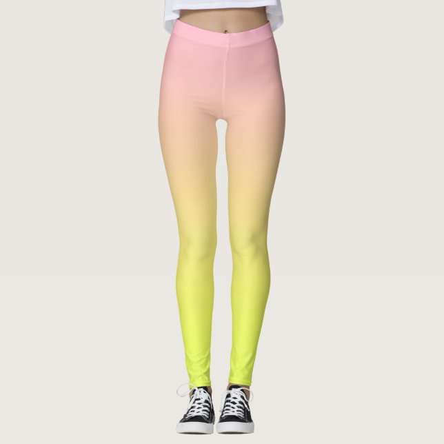 Legging Caneleiras cor-de-rosa & amarelas (Frente)