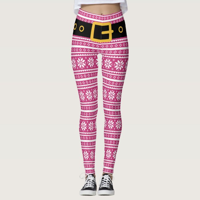 Legging Caneleiras cor-de-rosa do duende com a correia (Frente)