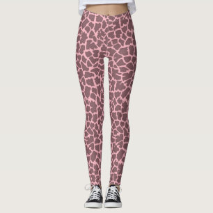 Legging Caneleiras cor-de-rosa do impressão do girafa