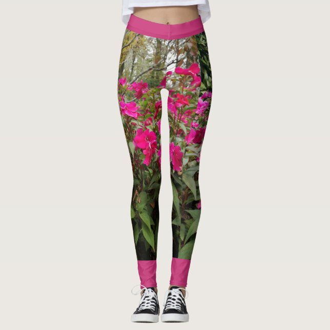 Legging Caneleiras cor-de-rosa do jardim (Frente)