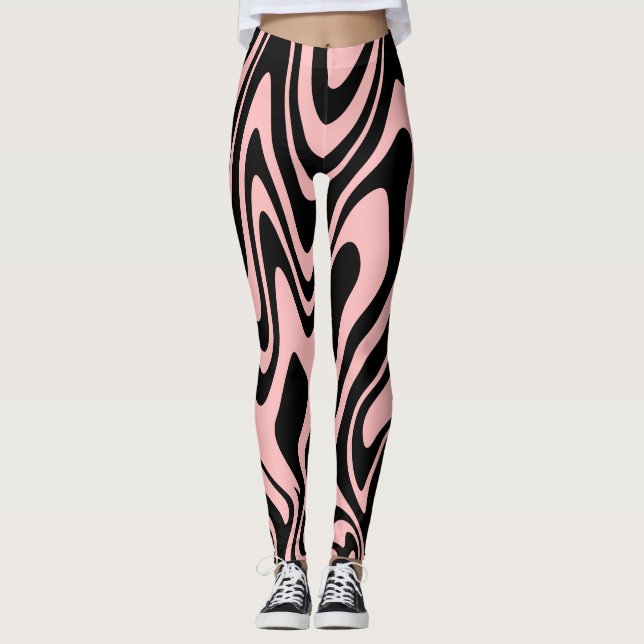 Legging Caneleiras cor-de-rosa e pretas (Frente)