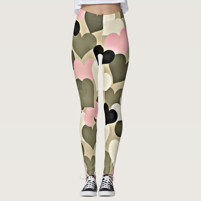 Legging Caneleiras cor-de-rosa e verdes de Camo (Frente)