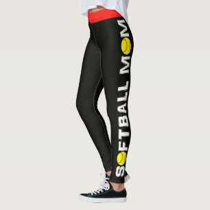 Legging Caneleiras corajosas do design da mamã do softbal