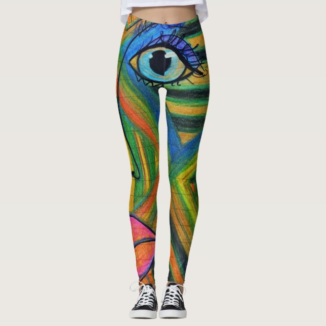 Legging Caneleiras da arte de LuckyPen (Frente)