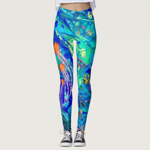 Legging Caneleiras da arte do oceano,
