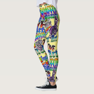 Legging Caneleiras da arte dos grafites, colorido amarelo