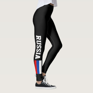Legging Caneleiras da bandeira do russo para a ioga da