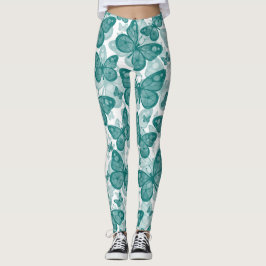 Legging Caneleiras da borboleta da cerceta das meninas