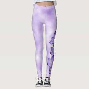 Legging Caneleiras da flor do açafrão da lavanda