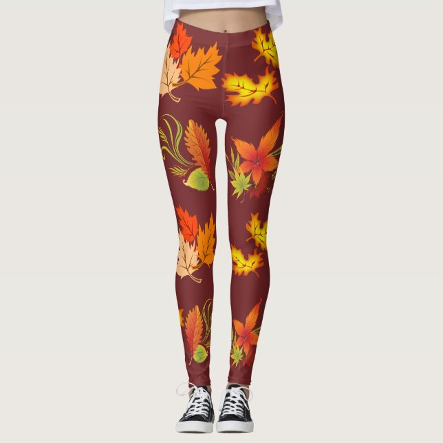 Legging Caneleiras da folha da queda (Frente)