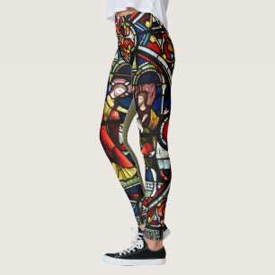 Legging Caneleiras da janela da igreja do vitral