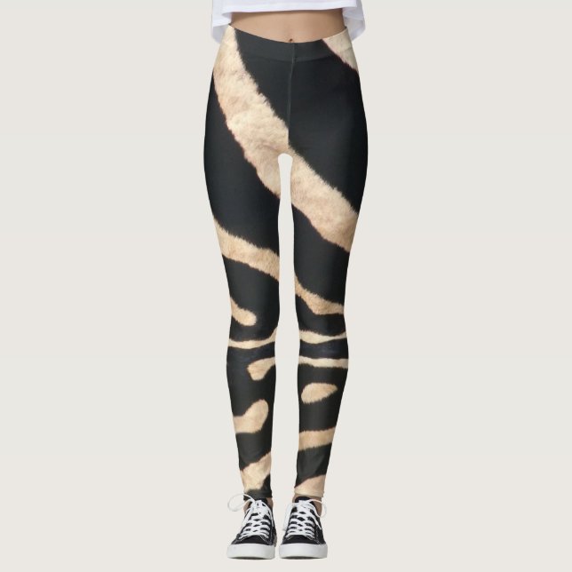 Legging Caneleiras da listra da zebra (Frente)