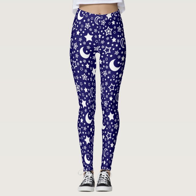 Legging Caneleiras da lua e das estrelas para mulheres (Frente)