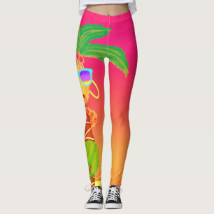 Legging Caneleiras da palma de Hula (laranja do por do