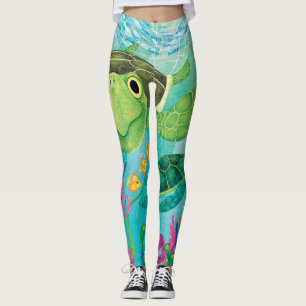Legging Caneleiras da tartaruga de mar