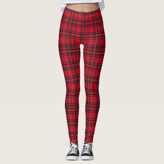 Legging Caneleiras da xadrez de Tartan (Frente)