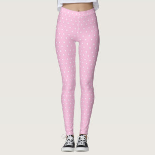 Legging Caneleiras das bolinhas das mulheres cor-de-rosa