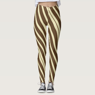 Legging Caneleiras das riscas de Brown e de creme