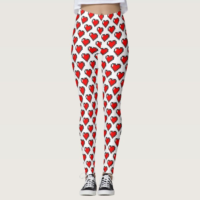 Legging caneleiras de 8 bits do coração (Frente)