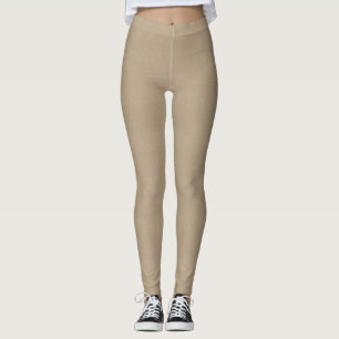 Legging Caneleiras de couro bege do falso