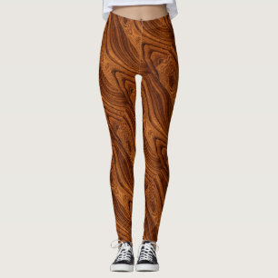 Legging Caneleiras de madeira escuras da grão das mulhere