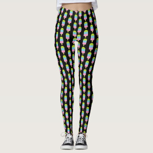 Legging Caneleiras de néon coloridas do sorvete do