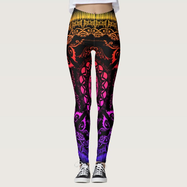 Legging Caneleiras de Patern da mandala (Frente)