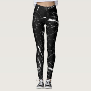 Legging Caneleiras de pedra de mármore preto e branco