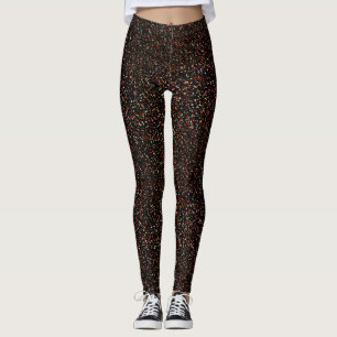 Legging Caneleiras de prata e Dourados pretas da faísca