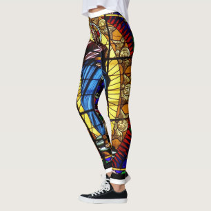 Legging Caneleiras de vidro da janela da igreja da mancha