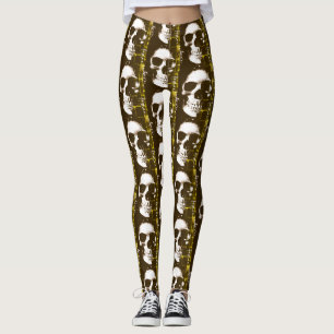 Legging Caneleiras decorativas do crânio gótico